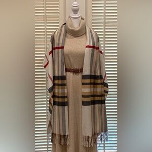 Fracas Coshmink ivory with colored stripes large scarf
